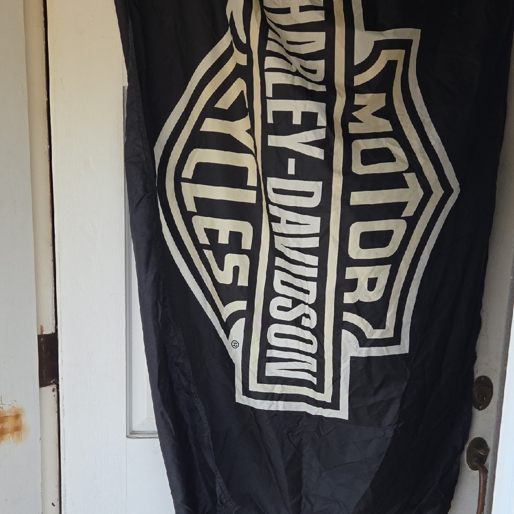 Harley-Davidson Black and White Banner Flag 58 X 37 Huge Vintage